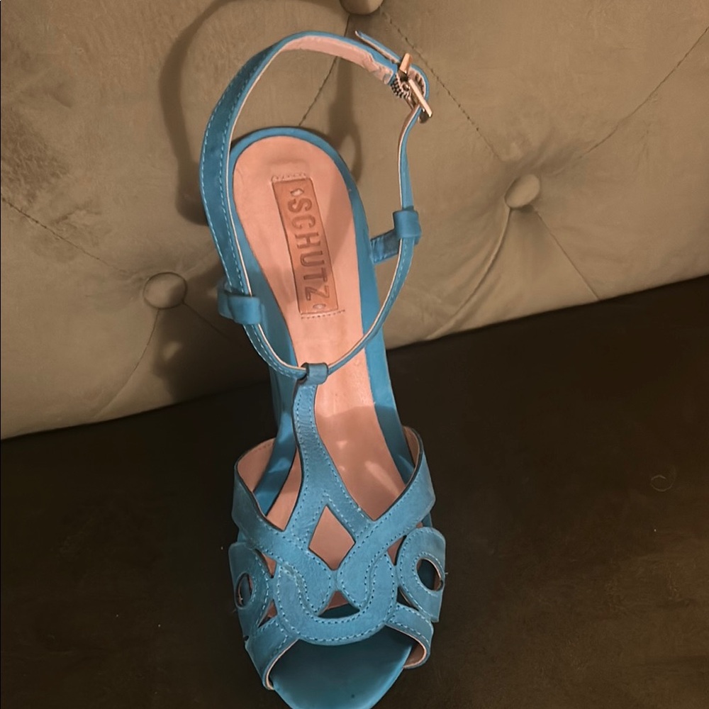 SCHUTZ Blue Heels Elegant Design sz 9 - Picture 2 of 5